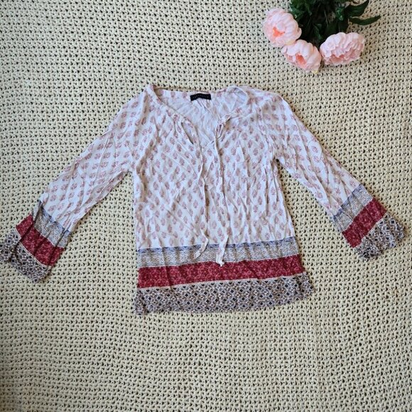 Anthropologie Women's Flowy Patterned Blouse No Size Tag - Picture 1 of 6